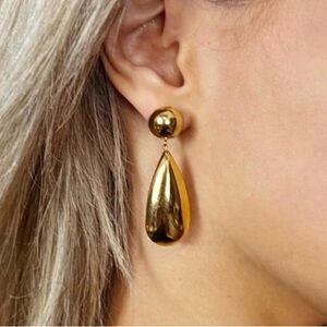 Teardrop Drop Earrings 18k Gold Plated